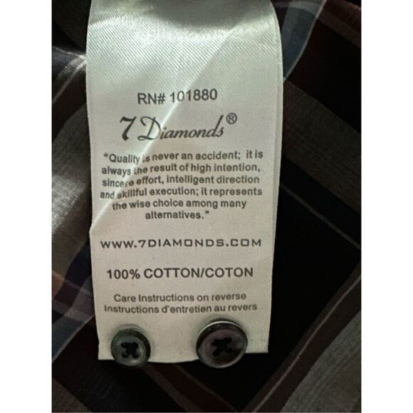 7 Diamonds Button Front Black Pearl Snap LS Western Plaid Shirt Mens Large - Picture 11 of 12